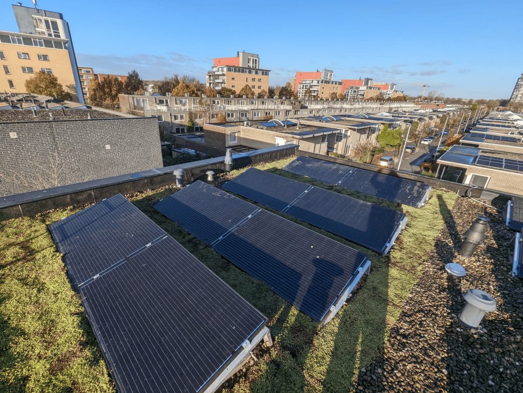 sedumdak met zonnepanelen